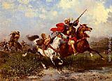 Georges Washington Canvas Paintings - Combats De Cavaliers Arabes